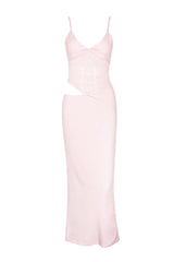 Pink Sheer Cutout Fitted Dress