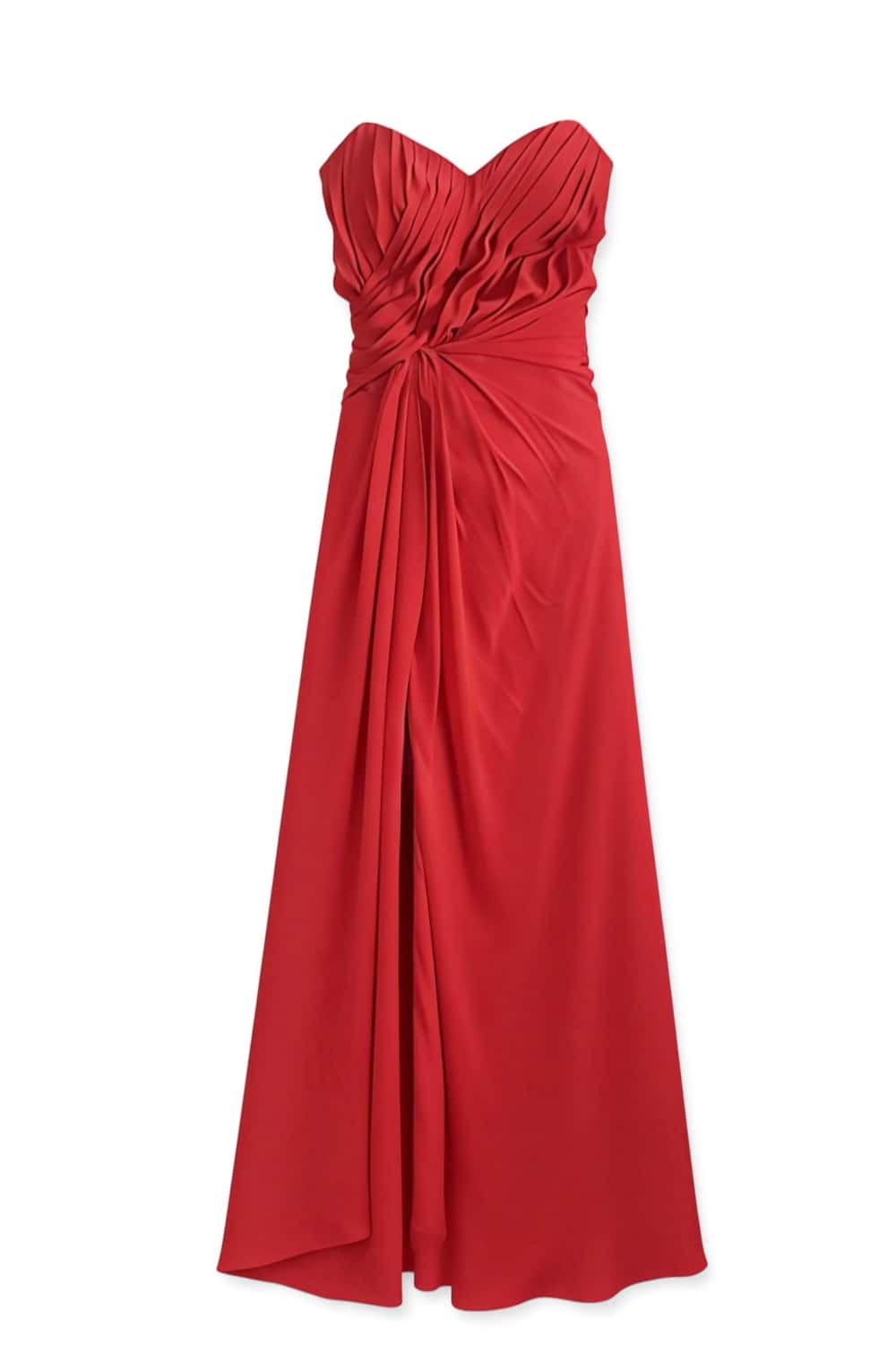 Sweetheart Red Chiffon Ruched Long Dress