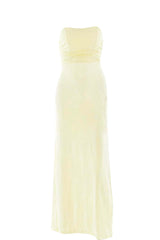 Yellow Strapless Spandex Fitted Long Dress