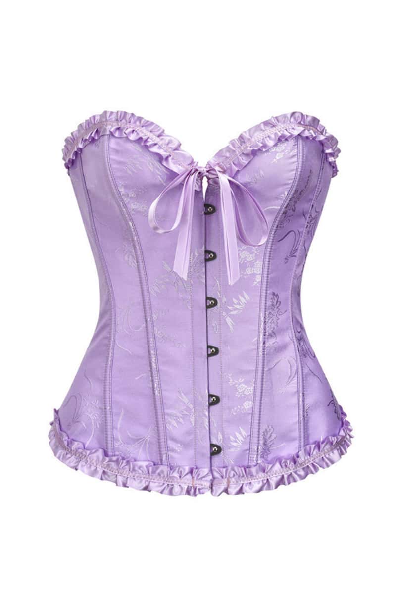 Sweetheart Brown Lace-Up Floral Corset