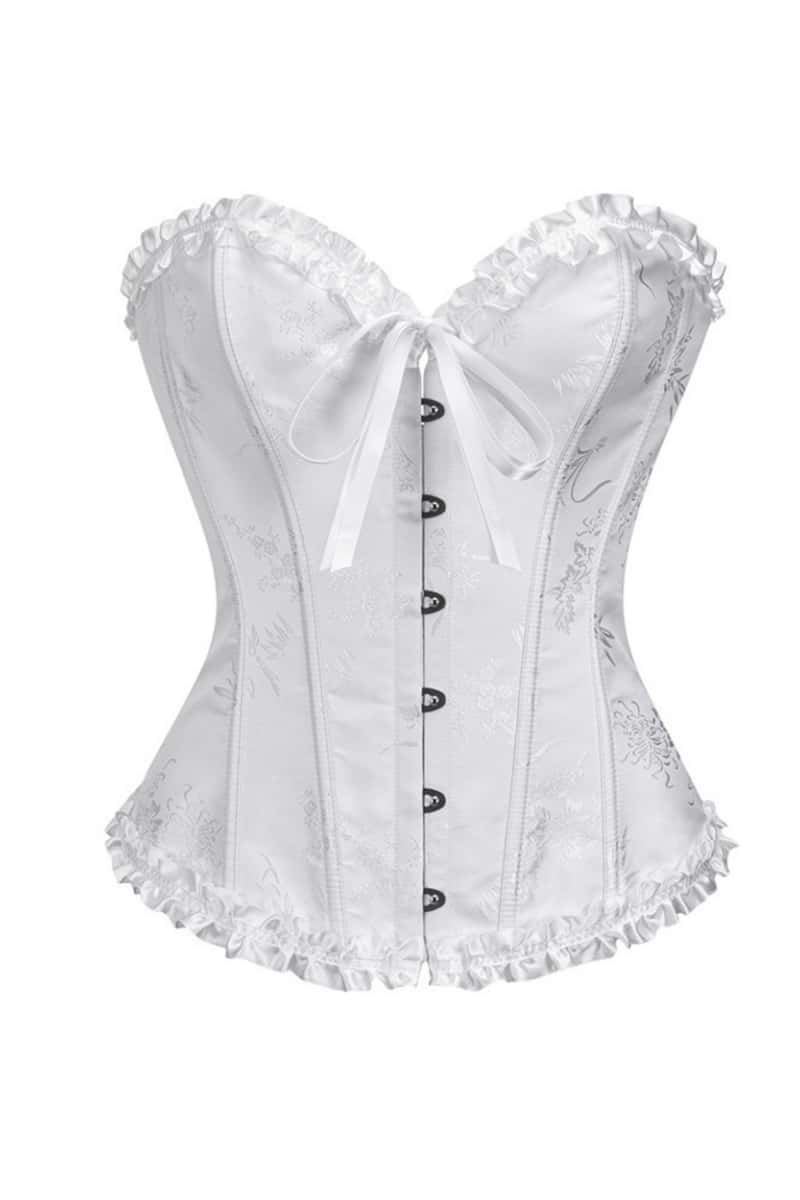 Sweetheart Brown Lace-Up Floral Corset