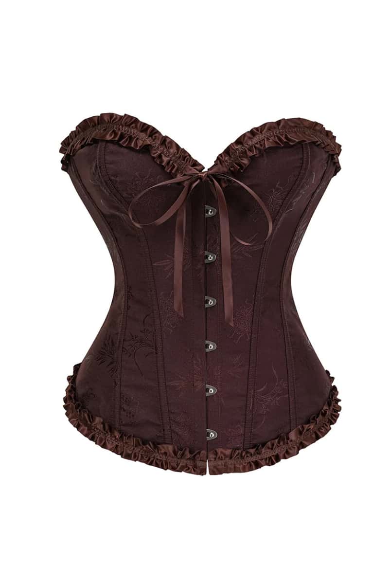 Sweetheart Brown Lace-Up Floral Corset