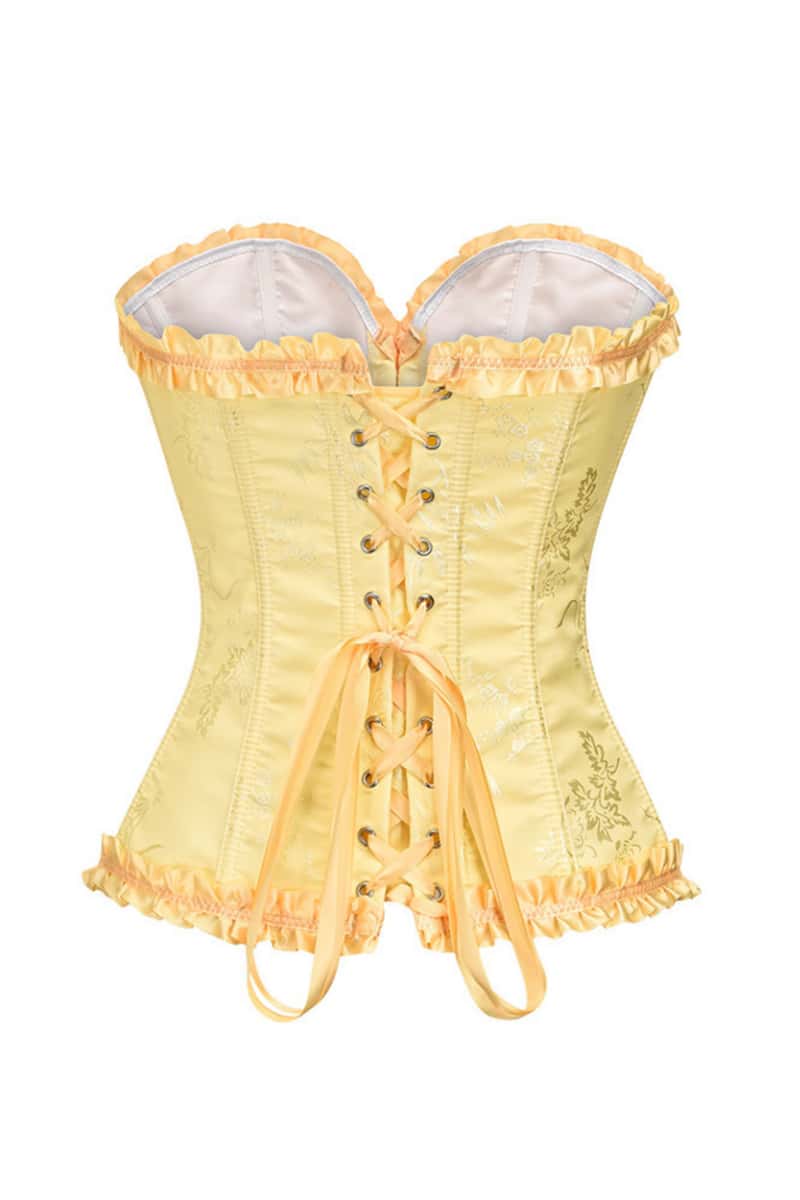 Sweetheart Brown Lace-Up Floral Corset