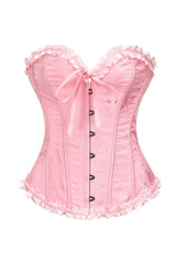 Sweetheart Pink Lace-Up Floral Corset