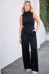 Mira Black Mock Neck Jumpsuit FINAL SALE