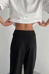 FOLD-OVER WAIST WIDE LEG PANT