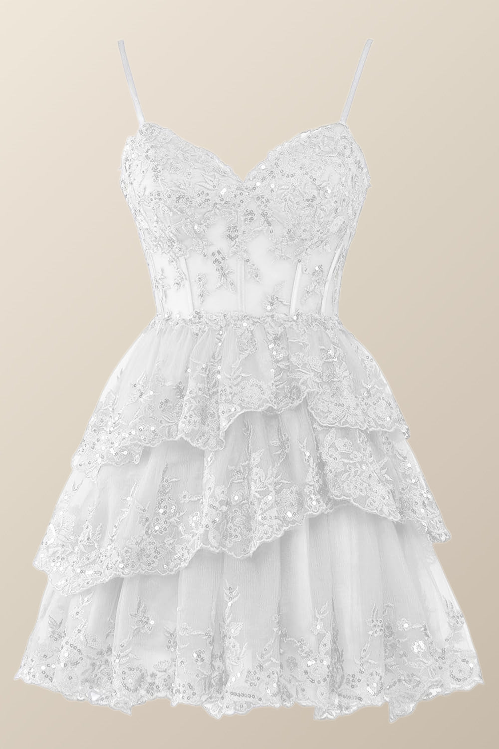 Straps Sage Green Tiered Layered Short Princess Dress