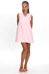 Marava Frill Trim Baby Doll Mini Dress Rosewater