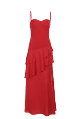 Straps Royal Blue Chiffon Tiered Maxi Dress