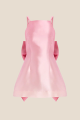 Straps Pink Back Bow A-line Short Dress