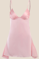 Straps Pink Irregular Hem A-line Short Dress