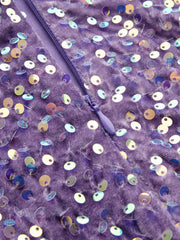Straps Purple Sequin Ruched A-line Short Dress