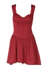 Straps Red Lace-up Back Short Dress with Boning