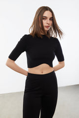 CROPPED MOCKNECK SWEATER