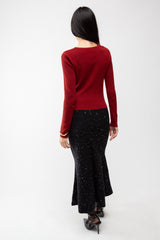 LONG SLEEVE GATHERED NECK TOP