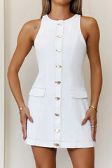 Sleek Vibes Denim Mini Dress White