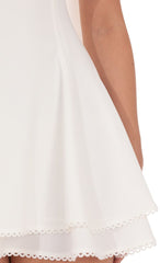 Satin Scarf Strapless Dress in White