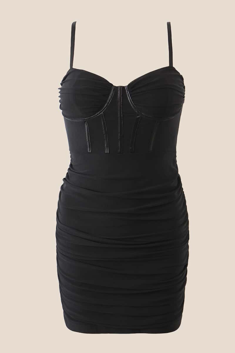 Straps Lilac Corset Ruched Tight Mini Dress