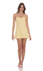 Lace Floral Babydoll Dress in Yellow