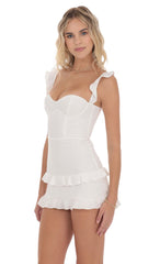 Ruffle Corset Dress in White