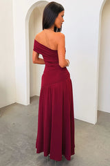Aveline Strapless Wrap Maxi Dress - Burgundy