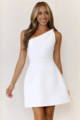 With Flair One Shoulder Mini Dress White