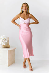 Spellbinding Satin Midi Dress Pink