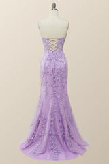 Sweetheart Lavender Lace Mermaid Long Prom Dress