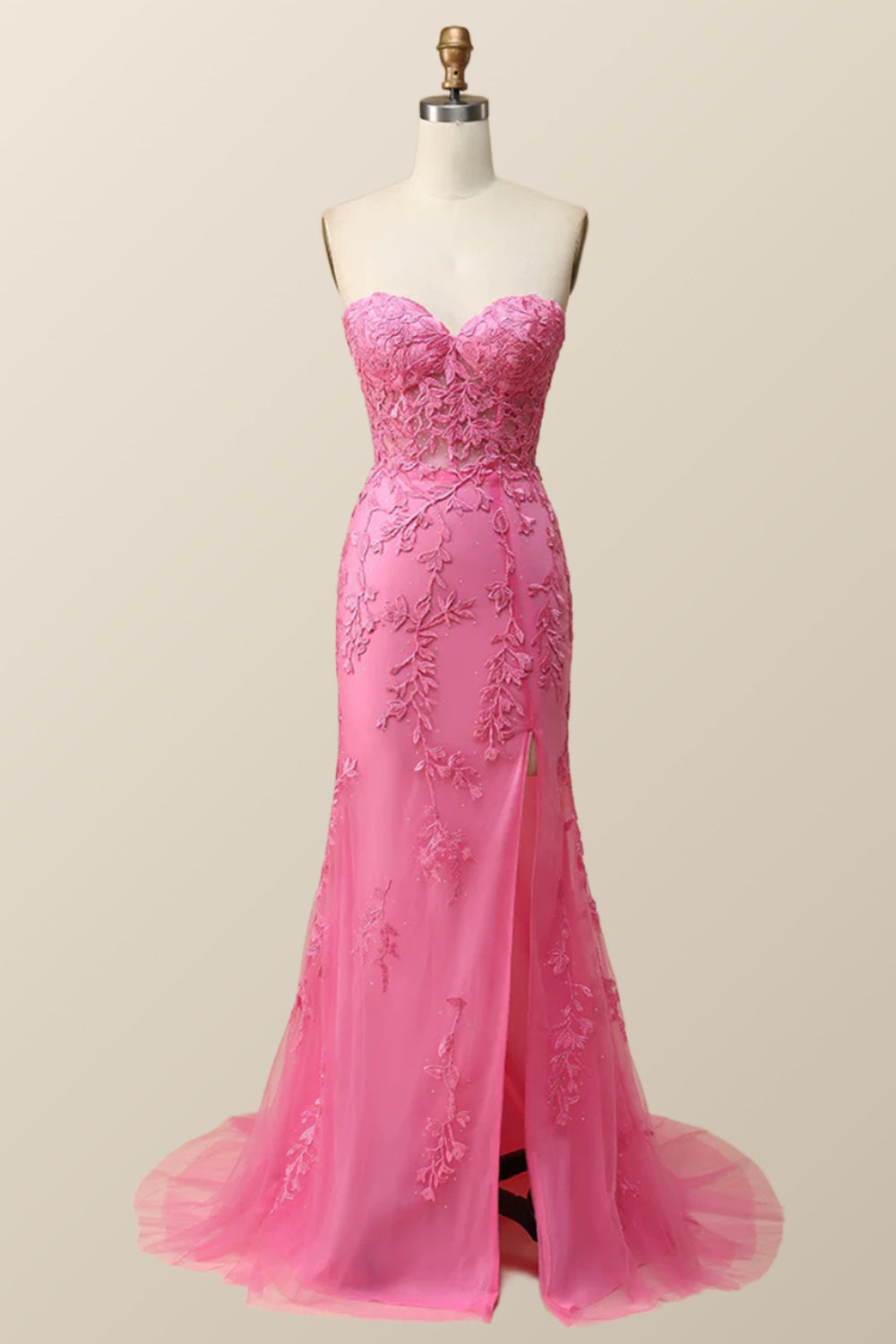 Sweetheart Lavender Lace Mermaid Long Prom Dress