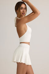 Modal Low-Rise Ruched Mini Skort in White