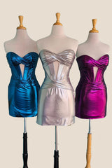 Sweetheart Blue Keyhole Bodycon Short Dress