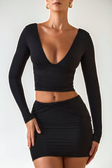 Modal Twist-Front Mid-Rise Mini Skirt in Black
