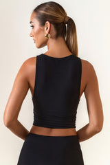 Modal Boat-Neck Tank Top in Black