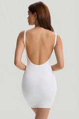 Modal Low-Back Bodycon Mini Dress in White