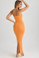 Modal Bandeau Bodycon Maxi Dress in Sunset Orange