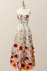 Sweetheart 3D Flower Blossoming Long Dress
