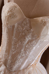 Sweetheart Ivory Sheer Beaded Corset Short Princess Gown