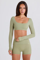 Long-Sleeve Crop Top in Matcha