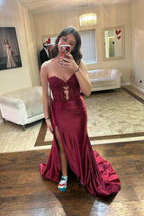 Sweetheart Blue Appliques Fitted Long Formal Dress